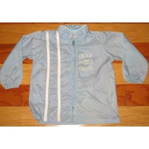 VINTAGE 1960s BABY TODDLER GIRL BLUE NYLON WINDBREAKER JACKET CHEERLEADER 18-24m